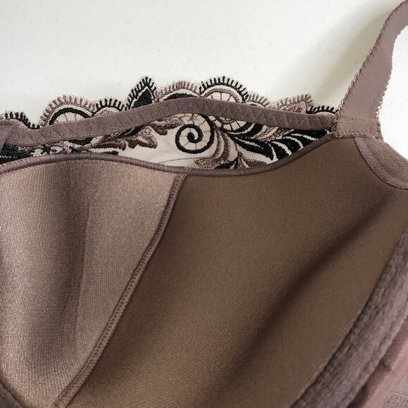 Soma Sensuous Lace Balconet Lined Underwire Bra Taupe Black Womens Size 34DDD - Picture 7 of 12